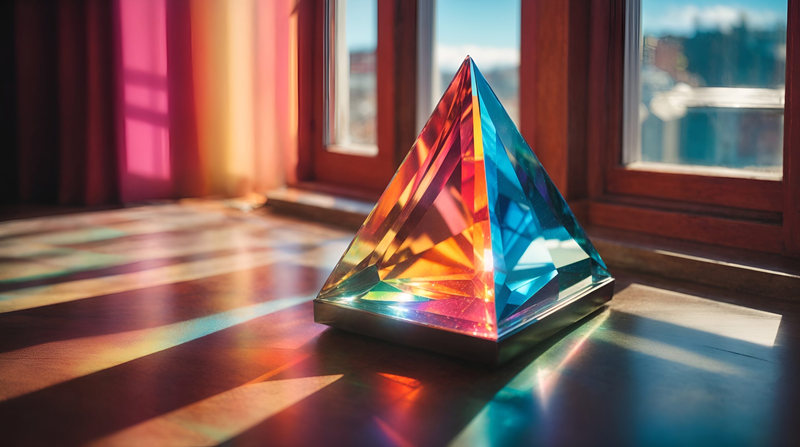 A prism resting on a windowsill bathed in the morning light